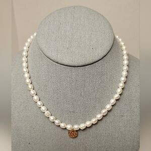 Aerie Shabby Chic Faux Pearl Necklace with Gold Accent